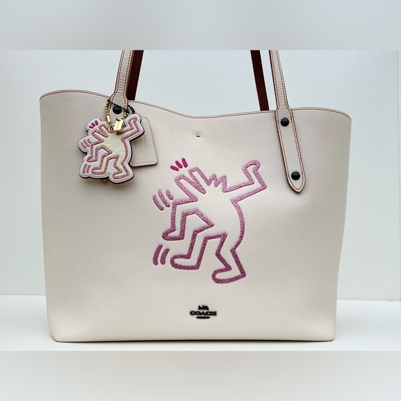 COACH Keith Haring Town Tote With Dancing Dog & Matching Charm - Picture 3 of 13